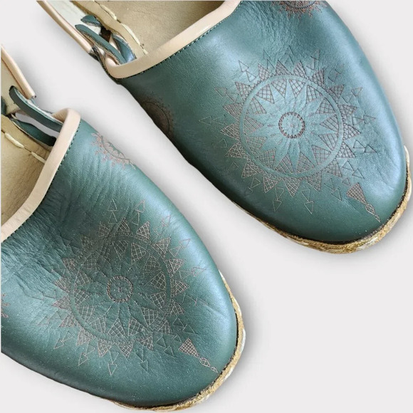 Aintap Womens Leather Flats Size EU 43 US 12 Moccasin Ballet Flats Green - Picture 2 of 5